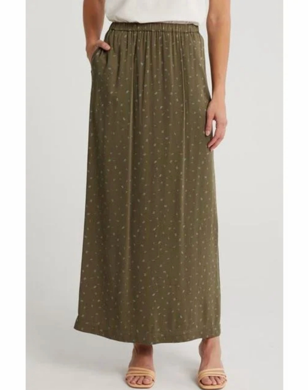 Melrose and Market Floral Maxi Skirt S Green Ditsy Lightweight Cottagecore Fairy